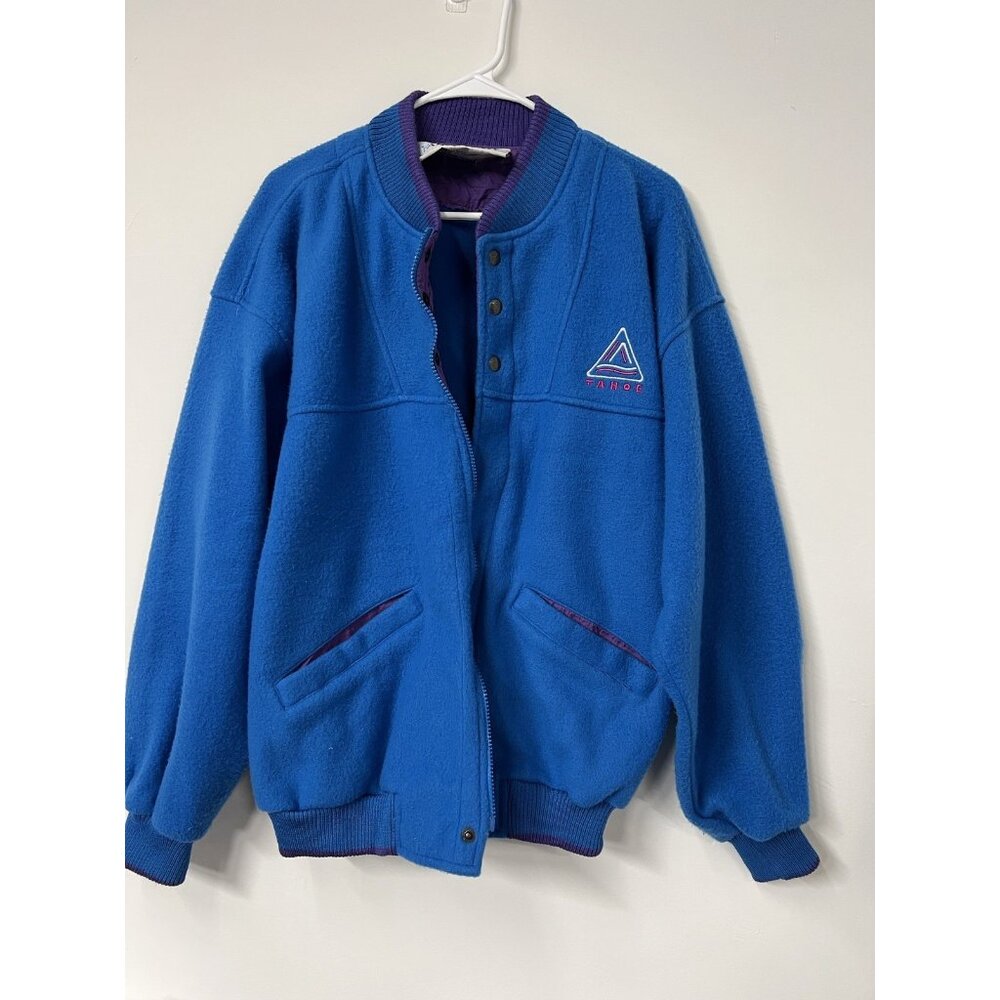 VTG 90s Fahrenheit Large Ski Winter Full Zip Fleece Jacket Lake Tahoe California